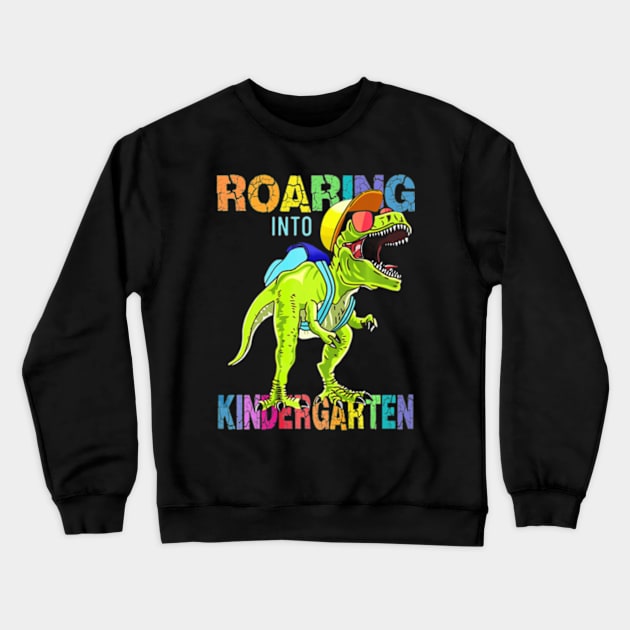 Family Roaring Into Kindergarten T-Rex Back To School Gift Premium Crewneck Sweatshirt by AstridLdenOs